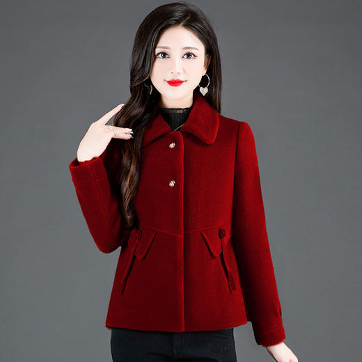 QYM-HSY-I23C050 -Y时尚短款仿貂绒大衣2023年新款冬季小个子加厚保暖毛呢外套 商品图0