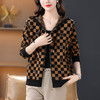 2023年新款洋气针织开衫格子连帽短外套CC-21-8106 商品缩略图0