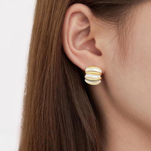 Oflye潮流饰品 轻奢金色耳环女小众设计气质耳钉时尚百搭耳饰 商品图0