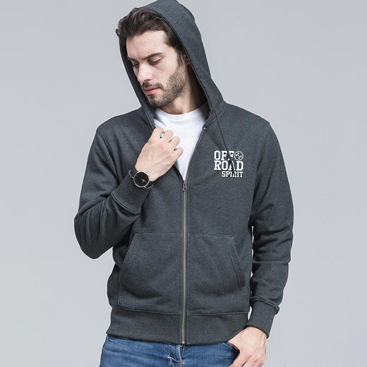 自由基地秋冬新款男士套头拉链卫衣300克毛圈款越野车群插图图案 NMT-2072 商品图1