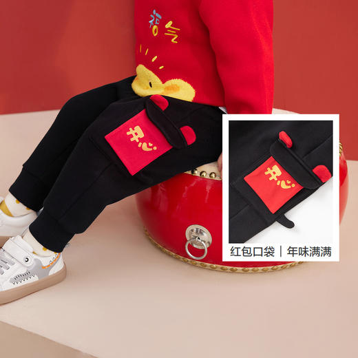巴拉巴拉宝宝裤子婴儿长裤男童休闲裤女童新款童装加绒可爱萌 商品图3