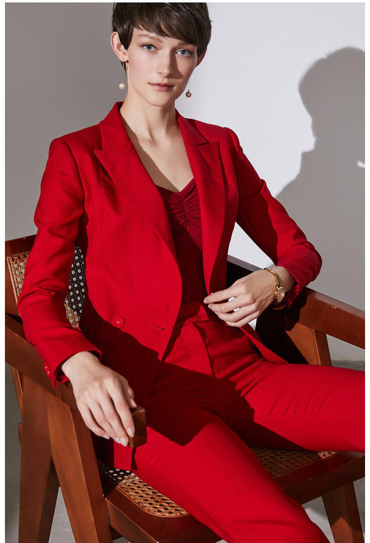 孤品 J93A3951颈袖添香品牌冬季装新款时尚气质女工作服职业装女装套装西装套裤 商品图2