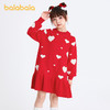 巴拉巴拉女童连衣裙儿童裙子春装新款新年季中大童荷叶边保暖 商品缩略图0