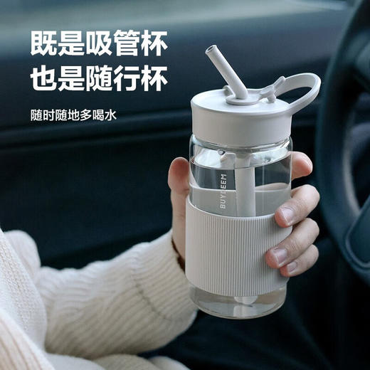 北鼎吸管杯冷饮杯大容量耐高温Tritan夏玻璃水杯带提手500ml高颜值吸管随行杯CD1017HF 商品图4