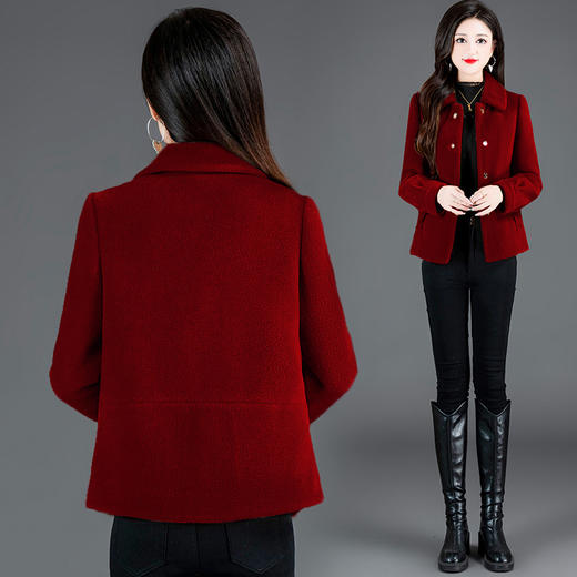 QYM-HSY-I23C050 -Y时尚短款仿貂绒大衣2023年新款冬季小个子加厚保暖毛呢外套 商品图2