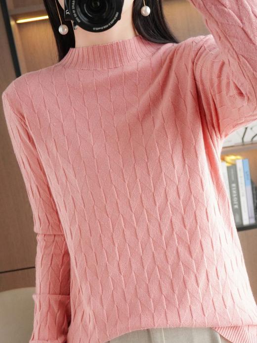 QH-GH-317秋冬新款韩版女士半高领长袖纯色针织衫女士套头打底针织衫 商品图2