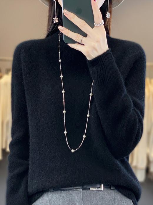 QH-NJRG866毛衣感慵懒风针织衫上衣秋冬新款半高领羊毛衫女纯色套头长袖 商品图2