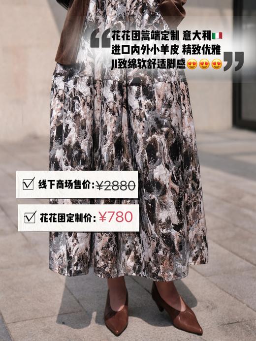 花花团篙端定制意大利进口小羊皮猫跟鞋/皮鞋/奶奶鞋“袜子鞋”JI致绵软细腻舒服脚感，意大利手作质朴篙级感，篙级铅笔灰/美拉德棕色（少量现货，预售12双起订） 商品图1