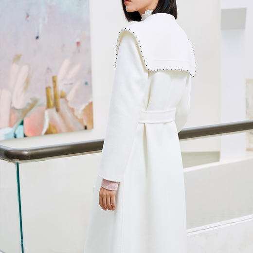 玳莎披肩领羊毛双面呢大衣女秋冬新款优雅钉珠设计感外套   DD39310 商品图2