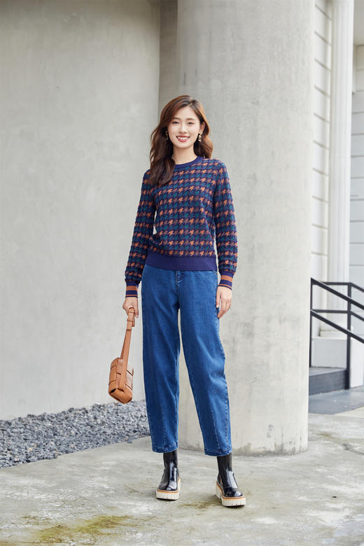 【年货节】奇威撞色千鸟格针织衫A4416215 商品图11