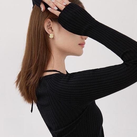 Oflye潮流饰品 轻奢金色耳环女小众设计气质耳钉时尚百搭耳饰 商品图2