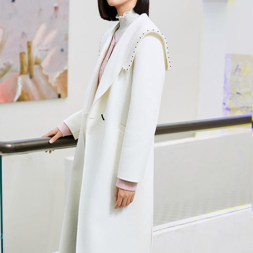 玳莎披肩领羊毛双面呢大衣女秋冬新款优雅钉珠设计感外套   DD39310 商品图1
