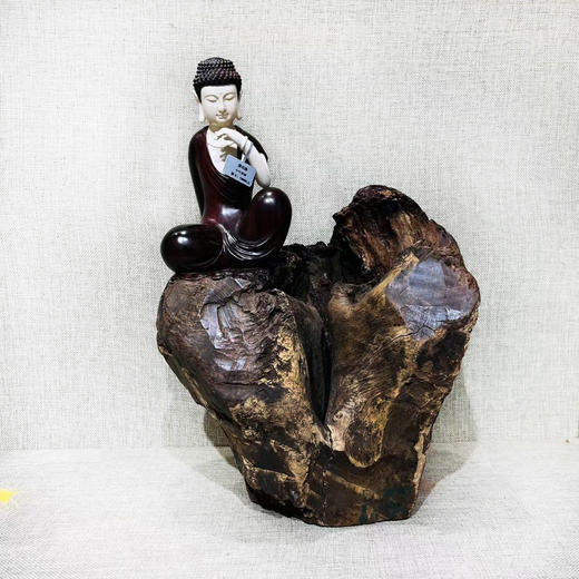 静思佛°小叶紫檀+猛犸牙雕摆件 商品图0