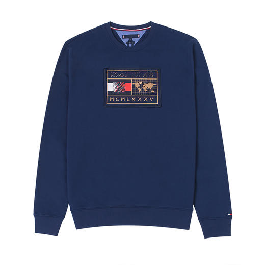 秋季新款 男士休闲时尚 精致刺绣旗标 圆领套头卫衣 T-1210 商品图4