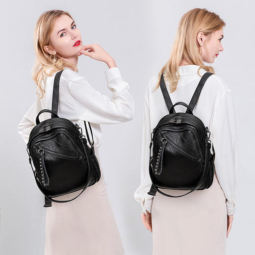 新款韩版百搭简约时尚休闲大容量软皮双肩包NS-2006 商品图1