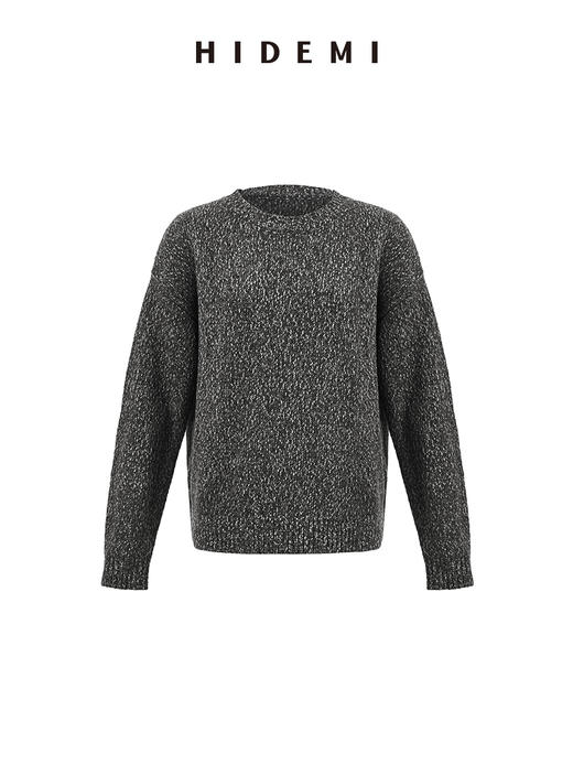 HIDEMI 美利奴羊毛芝麻花纱粗针慵懒极简圆领毛衣茧型半裙套装 商品图11