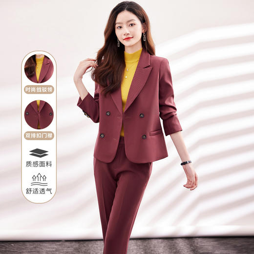 【上衣+裤子】罗蒙女式套装知性优雅简约百搭职场通勤西装两件套女 商品图4