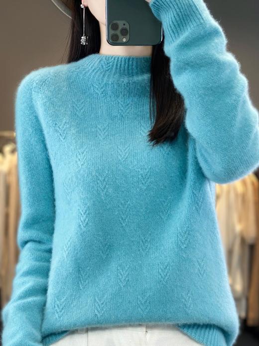 QH-NJRG866毛衣感慵懒风针织衫上衣秋冬新款半高领羊毛衫女纯色套头长袖 商品图1
