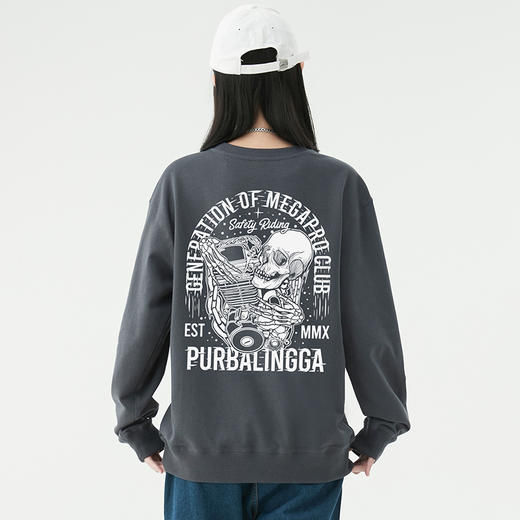 自由基地2023秋冬越野机车新款圆领套头卫衣毛圈款打底衫潮人卫衣 NMT-2070 商品图0