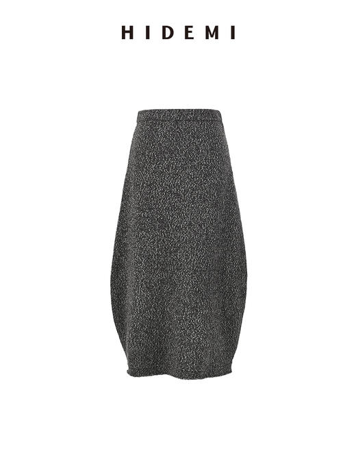 HIDEMI 美利奴羊毛芝麻花纱粗针慵懒极简圆领毛衣茧型半裙套装 商品图13