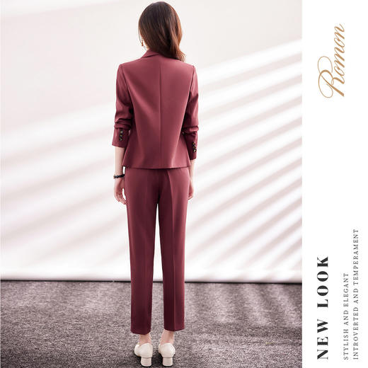 【上衣+裤子】罗蒙女式套装知性优雅简约百搭职场通勤西装两件套女 商品图6