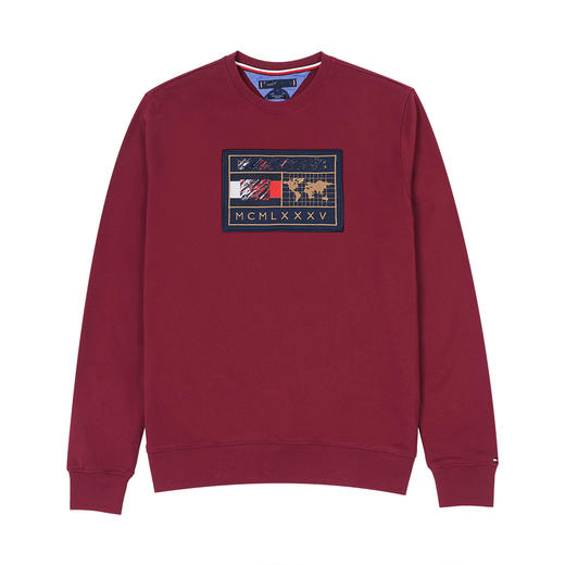 秋季新款 男士休闲时尚 精致刺绣旗标 圆领套头卫衣 T-1210 商品图2