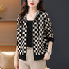 2023年新款洋气针织开衫格子连帽短外套CC-21-8106 商品缩略图2