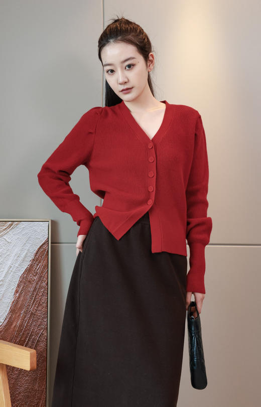 甜美温柔泡泡袖针织开衫 商品图3