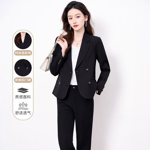 【上衣+裤子】罗蒙女式套装知性优雅简约百搭职场通勤西装两件套女 商品图1