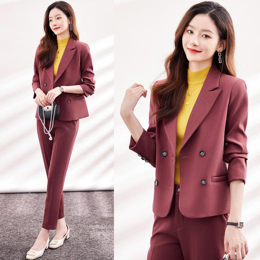 【上衣+裤子】罗蒙女式套装知性优雅简约百搭职场通勤西装两件套女 商品图7
