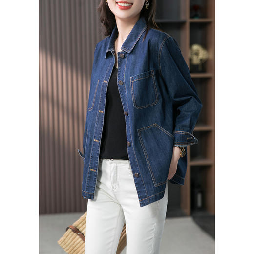 原形复古牛仔外套女2023秋季新款韩版宽松百搭休闲长袖夹克上衣 商品图1