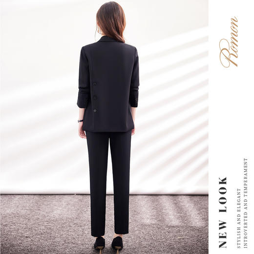 【上衣+裤子】罗蒙女式套装商务通勤气质百搭后摆侧开叉西装两件套女 商品图3