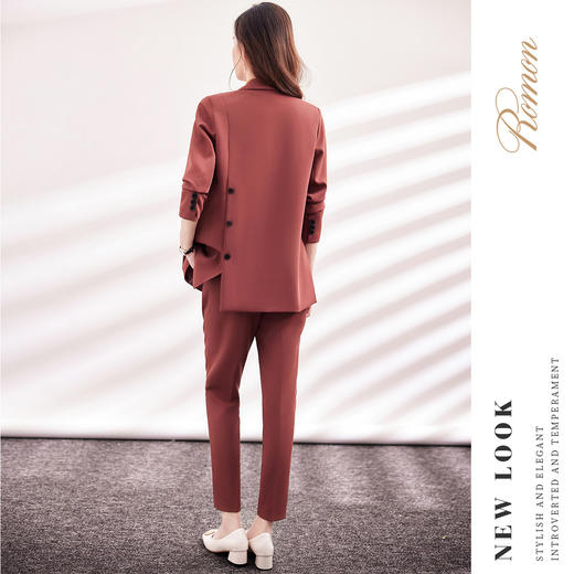 【上衣+裤子】罗蒙女式套装商务通勤气质百搭后摆侧开叉西装两件套女 商品图6