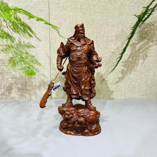 23cm关公°做旧黄杨木摆件 商品图0