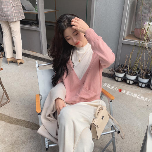 【金蘑菇菇 夹心棉花糖】藏住小肚子实穿显瘦假两件针织衫上衣女 商品图0