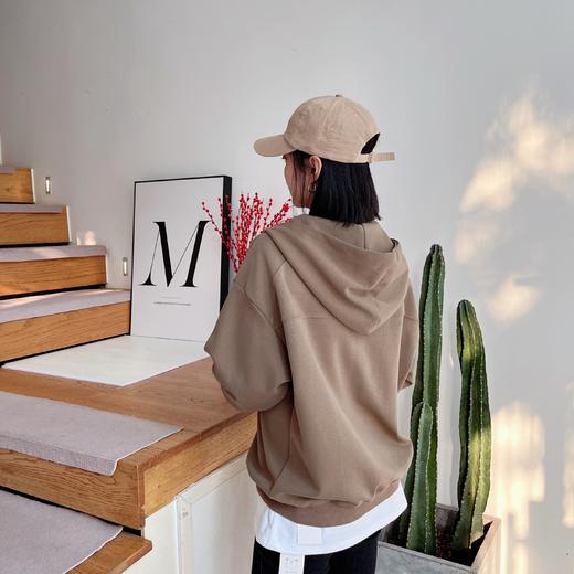 秋装新款宽松百搭设计感撞色条纹拉链连帽卫衣 商品图1