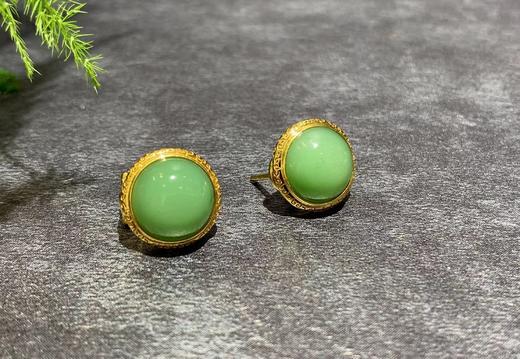 【御珠宫坊】金镶碧玉耳坠 商品图0