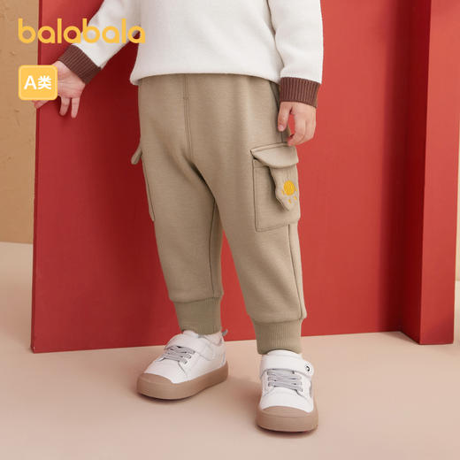 巴拉巴拉宝宝裤子婴儿长裤男童休闲裤女童新款童装加绒可爱萌 商品图2