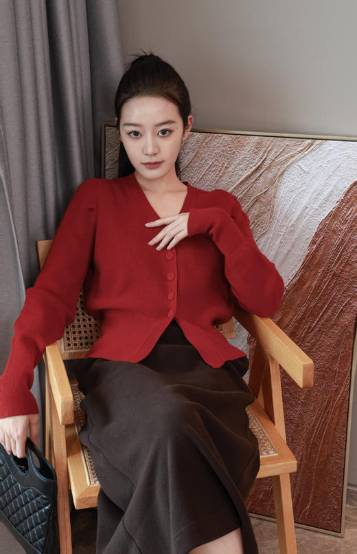 甜美温柔泡泡袖针织开衫 商品图6