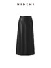 HIDEMI 水洗蛋白皮开衩皮裙半身裙长裙 商品缩略图0