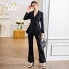 AD高级感阔腿裤黑色西装套装女2022新款长袖西服外套职业商务正装 商品缩略图0