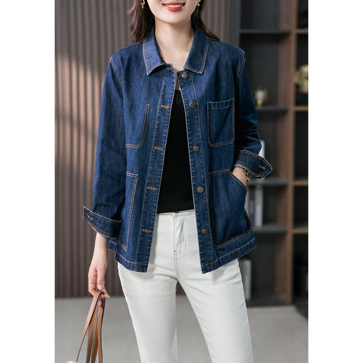 原形复古牛仔外套女2023秋季新款韩版宽松百搭休闲长袖夹克上衣 商品图2
