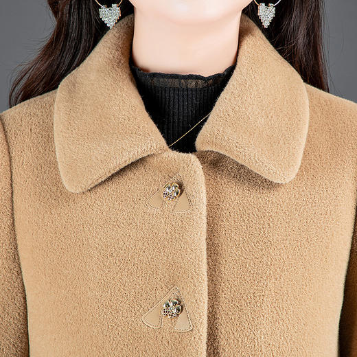 QYM-HSY-I23C050 -Y时尚短款仿貂绒大衣2023年新款冬季小个子加厚保暖毛呢外套 商品图3