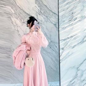 【孤品样衣，不退不换】  【暗香盈袖】新中式真丝顺纡双层喇叭袖羊毛提花套装