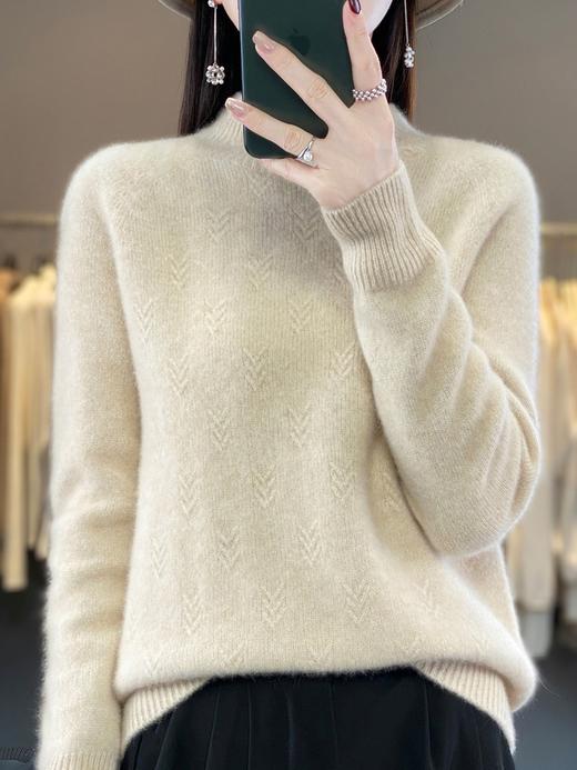 QH-NJRG866毛衣感慵懒风针织衫上衣秋冬新款半高领羊毛衫女纯色套头长袖 商品图0