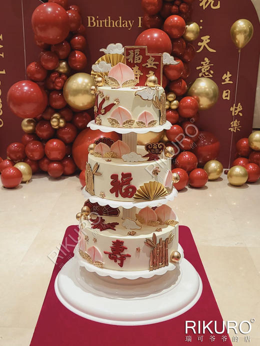 【寿桃C】翻糖装饰祝寿鲜果蛋糕 商品图2