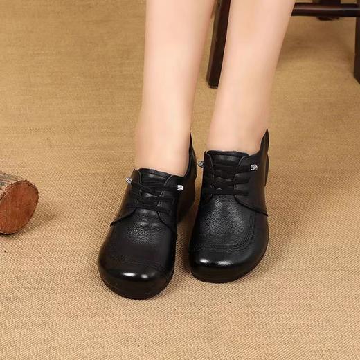 欧罗巴软底软皮复古深口单鞋牛津粗跟妈妈鞋 商品图4