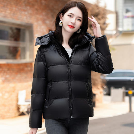 冬季新款，小个子羽绒服女短款加厚修身立领带帽减龄百搭外套女QB-BSW23026 商品图0