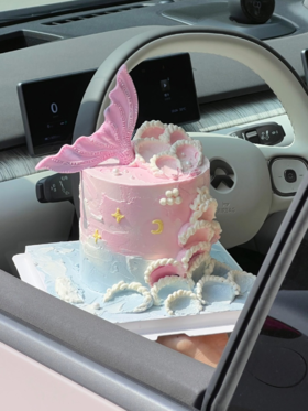 粉色海浪美人鱼蛋糕
