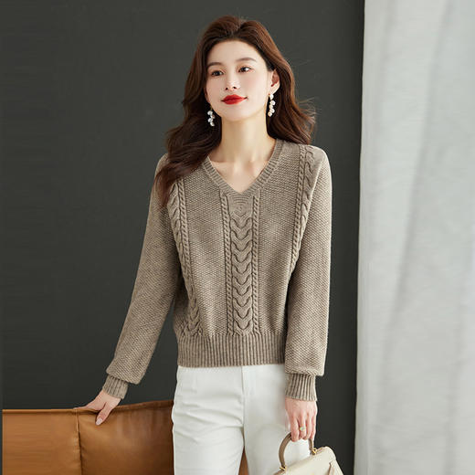 秋冬新款，今年流行针织上衣女高腰短款V领毛衣百搭针织打底衫CC-MY1002 商品图5